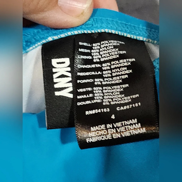 DKNY Ruffle Plunge Underwire Tummy Control One-Piece Swim Vibrant Blue Size 18 - Picture 6 of 10